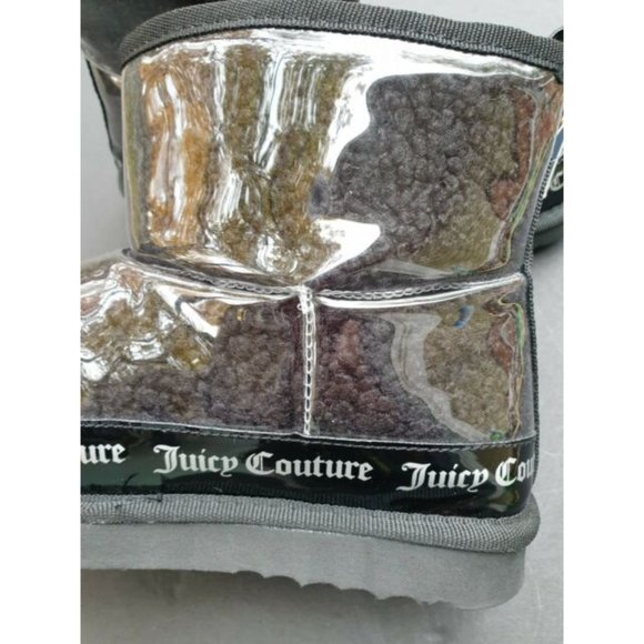 JUICY COUTURE SIZE 8 BOOTIE BOOTS BLACK KLASH CLEAR LOGO - Picture 9 of 12
